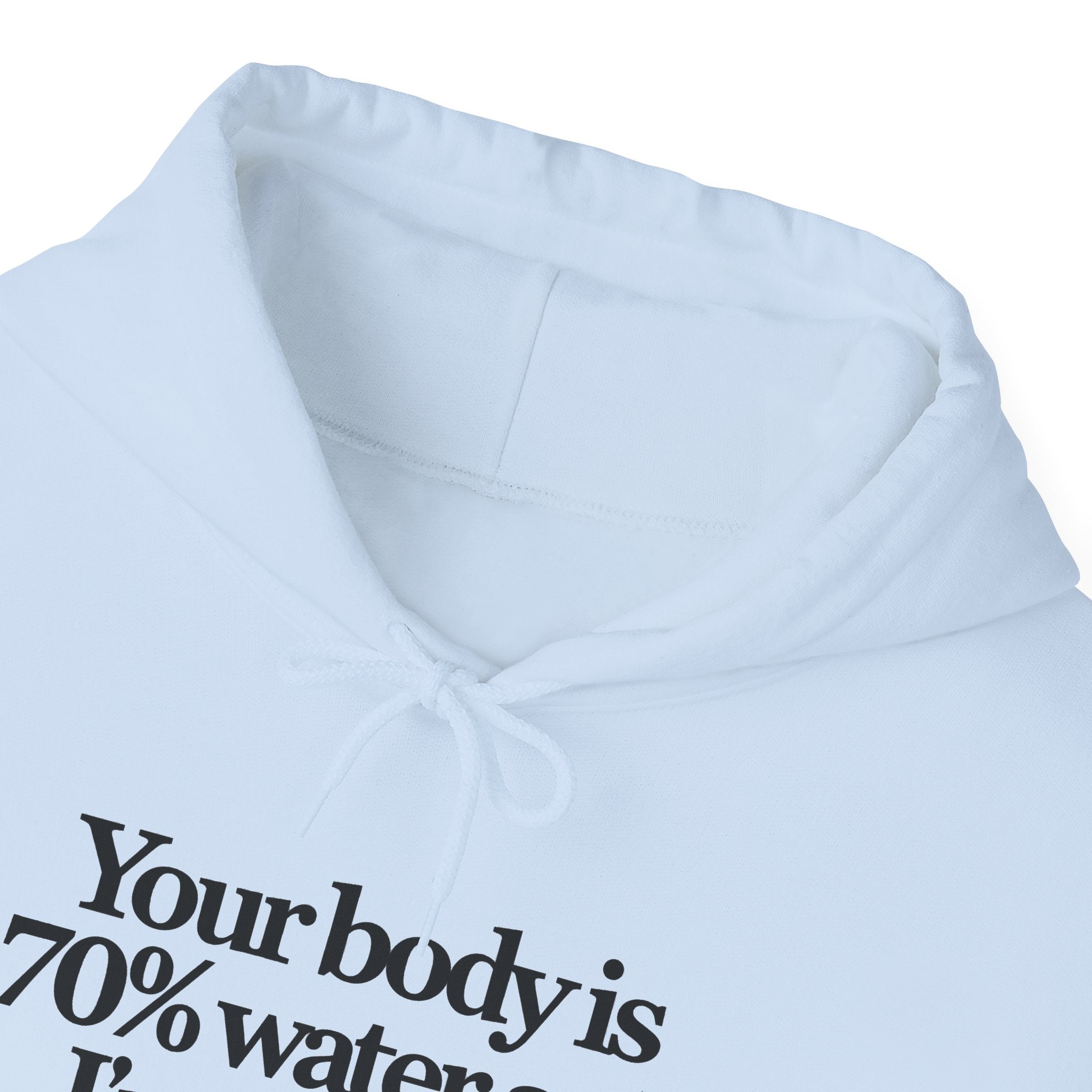 Funny Quote Hoodie — "Your body is 70% water and I’m thirsty." Pullover Sweatshirt