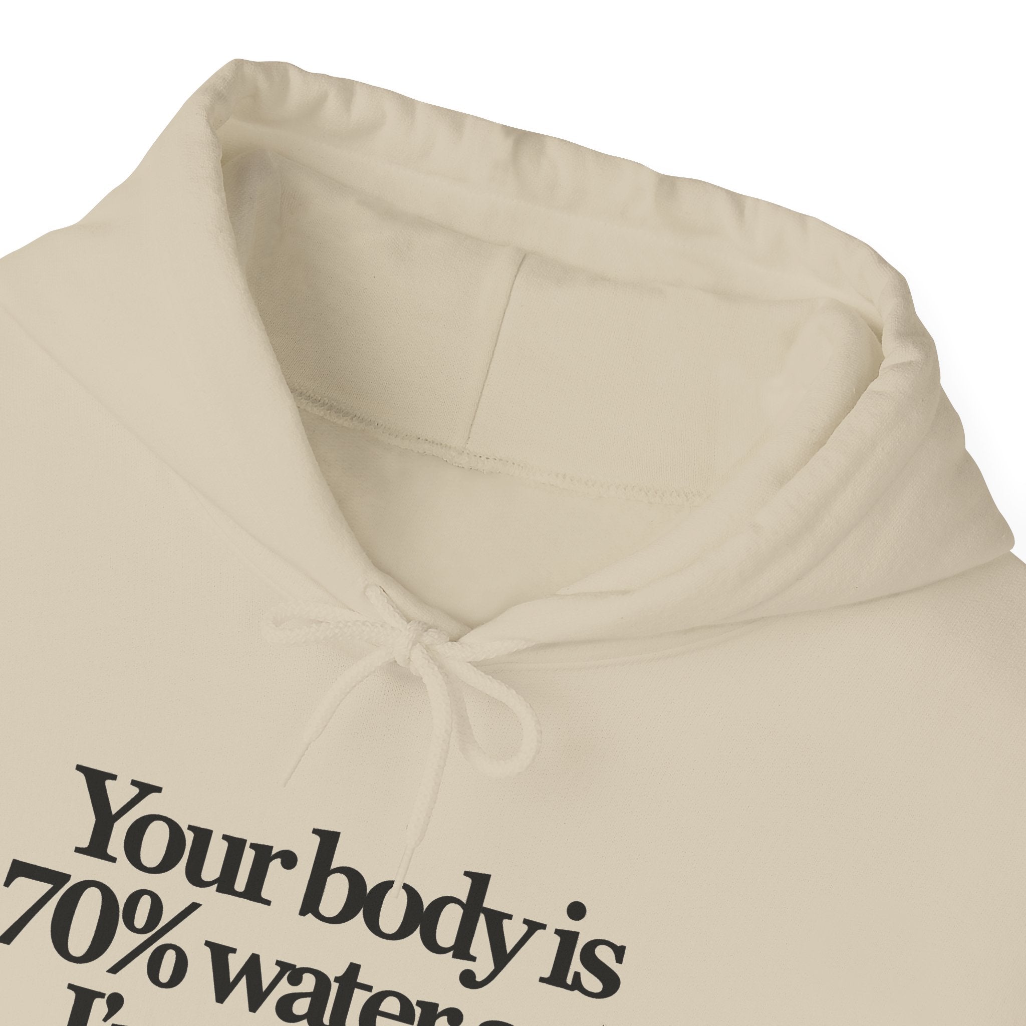 Funny Quote Hoodie — "Your body is 70% water and I’m thirsty." Pullover Sweatshirt