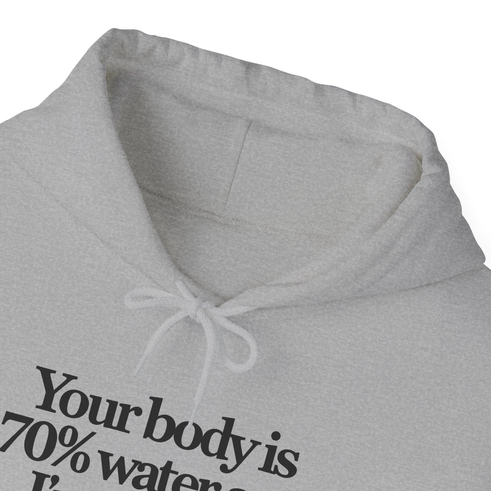 Funny Quote Hoodie — "Your body is 70% water and I’m thirsty." Pullover Sweatshirt